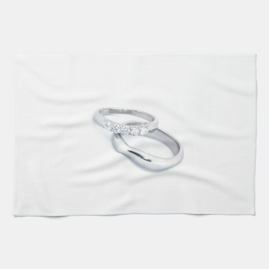 Silver Wedding Bands Save the Date Handtuch (Horizontal)