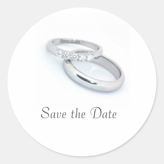 Silver Wedding Bands Save the Date Runder Aufkleber (Vorderseite)