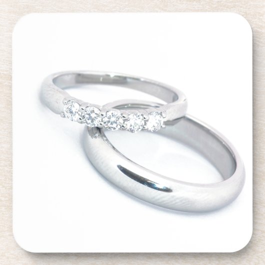 Silver Wedding Bands Save the Date Untersetzer (Vorderseite)