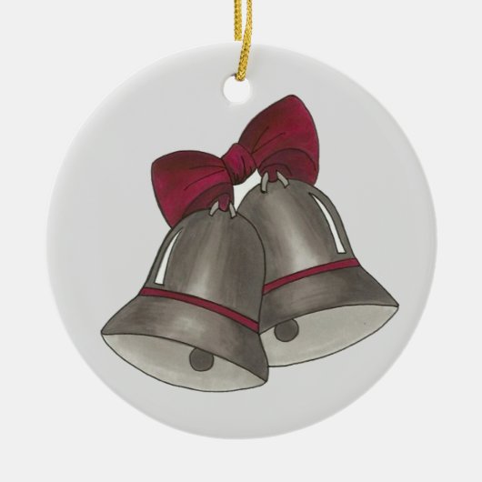 Silver Wedding Bells Jubiläumsgesprächspartei Keramikornament (Vorne)