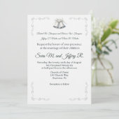 Silver Wedding Bells Wedding Invitation Einladung (Stehend Vorderseite)