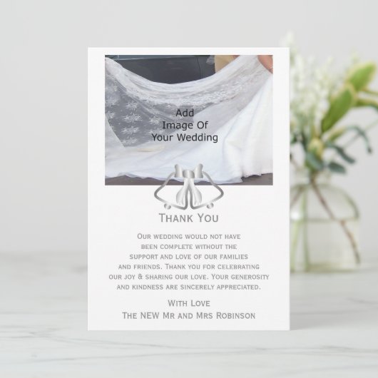 Silver Wedding danke Ihnen Kartenglocken und Band (Stehend Vorderseite)