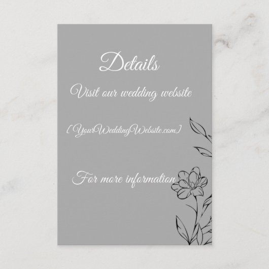 Silver Wedding Details Card – Editable 3.5x5 Weddi Begleitkarte (Vorderseite)