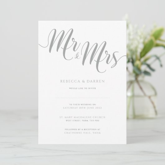 Silver Wedding Einladungen Mr & Mrs. (Stehend Vorderseite)