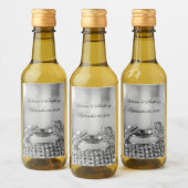 Silver Wedding Eleganname Date Script Mini Weinetikett (Flaschen)