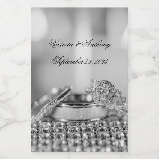 Silver Wedding Eleganname Date Script Mini Weinetikett (Einzelnes Label)