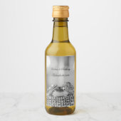 Silver Wedding Eleganname Date Script Mini Weinetikett (Vorderseite)