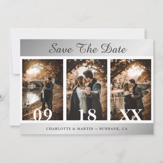 Silver Wedding Foto speichert die Datumskarten Save The Date (Vorderseite)