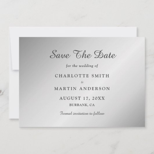 Silver Wedding Foto speichert die Datumskarten Save The Date (Rückseite)
