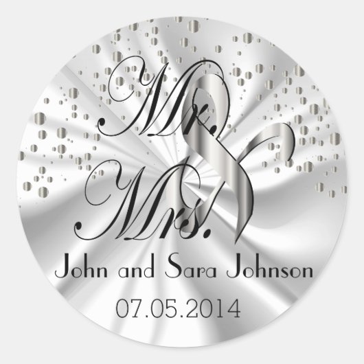Silver Wedding für Mr. & Mrs. | Personalisieren Runder Aufkleber (Vorderseite)