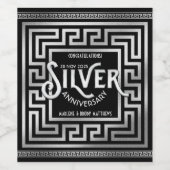 Silver Wedding Jubiläum 25. Art Déco Glitzer Weinetikett (Einzelnes Label)