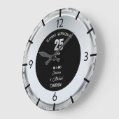 Silver Wedding Jubiläum 25 Jahre Personalisiert Große Wanduhr (Winkel)
