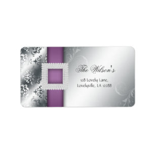 Silver Wedding Jubiläum Jewel Lila Adressaufkleber