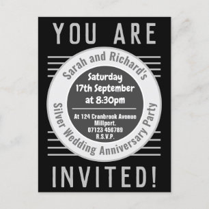Silver Wedding Jubiläum Party Einladung Postca