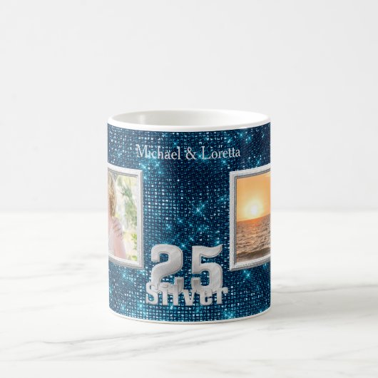 Silver Wedding Jubiläumsfoto Template Kaffeetasse (Mittel)