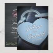 Silver Wedding Lovers Padlock Fab Spaß Einladung (Vorne/Hinten)