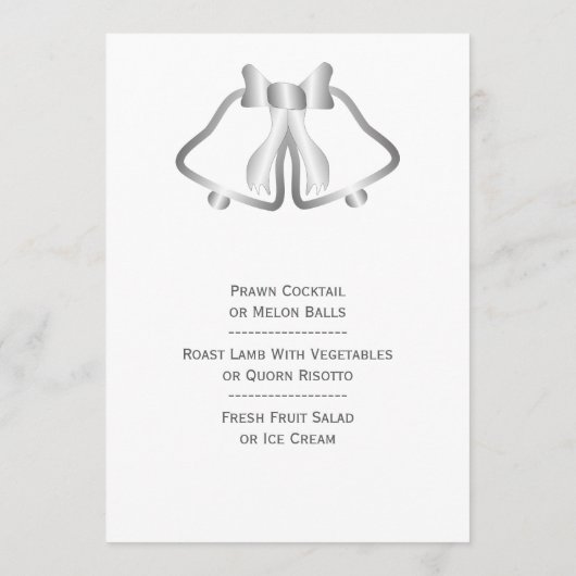 Silver Wedding Menu Bells und Ribbon Menükarte (Rückseite)