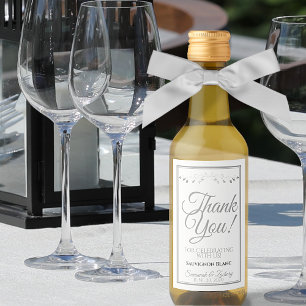 Silver Wedding Mini Wine Flasche Tag Vielen Dank Weinetikett