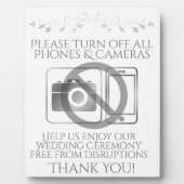 Silver Wedding No Phones or Cameras Sign Fotoplatte (Vorderseite)