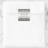 Silver Wedding Personalisiert Danke Square Label Quadratischer Aufkleber (Tasche)