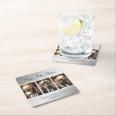 Silver Wedding Photo Save The Date Coasters Rechteckiger Pappuntersetzer (Vor Ort)
