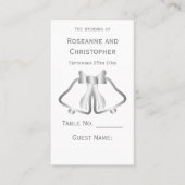 Silver Wedding Place Setzen Card Glocken Ribbon Platzkarte (Vorderseite)