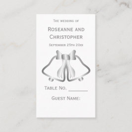 Silver Wedding Place Setzen Card Glocken Ribbon Platzkarte