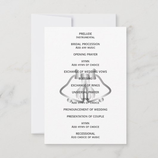 Silver Wedding Program Bells and Ribbon (Rückseite)