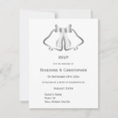 Silver Wedding RSVP Card Glocken und Ribbon (Vorderseite)