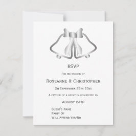 Silver Wedding RSVP Card Glocken und Ribbon