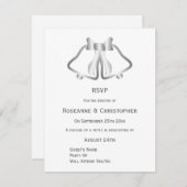 Silver Wedding RSVP Card Glocken und Ribbon (Vorne/Hinten)