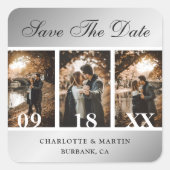 Silver Wedding Save the Date Foto Stickers (Vorderseite)