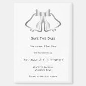 Silver Wedding Save the Date Magnet Bells Ribbon (Vorderseite)