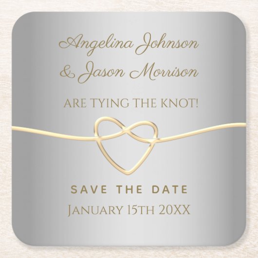 Silver Wedding Save the Date Rechteckiger Pappuntersetzer (Vorderseite)