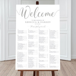 Silver Wedding Seating Chart Alphabetische Namen Poster