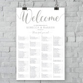 Silver Wedding Seating Chart Alphabetische Namen Poster