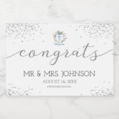 Silver Wedding Sparkling Wine Label mit Wappen Schaumweinetikett (Einzelnes Label)