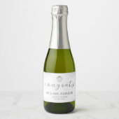 Silver Wedding Sparkling Wine Label mit Wappen Schaumweinetikett (Vorderseite)