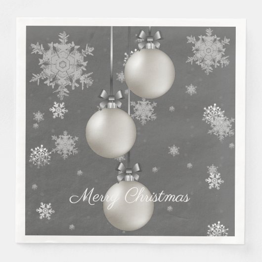 Silver Weihnachtsschmuck Papier Napkin Serviette (Vorderseite)