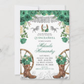 Silver Western Green Hunter Horse Quinceanera Einladung (Vorderseite)