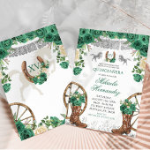 Silver Western Green Hunter Horse Quinceanera Einladung