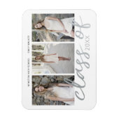Silver Whimsical Script Foto Abschluss Magnet (Vertikal)