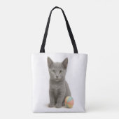 Silver Whiskers - Russisch Blue Kitten Tasche (Rückseite)