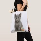Silver Whiskers - Russisch Blue Kitten Tasche (Von Nahem)