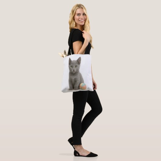 Silver Whiskers - Russisch Blue Kitten Tasche (Am Model)