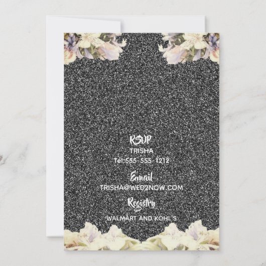 Silver & White African American Brautparty Einladung (Rückseite)