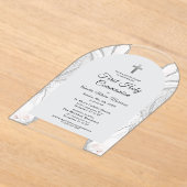 Silver White Agate First Heilige Kommunion Girl Acryleinladungen (Ablage )