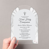 Silver White Agate First Heilige Kommunion Girl Acryleinladungen (Insitu (Handheld))