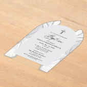 Silver White Agate Taufe Modernes Elegantes Acryleinladungen (Ablage )