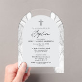 Silver White Agate Taufe Modernes Elegantes Acryleinladungen (Insitu (Handheld))